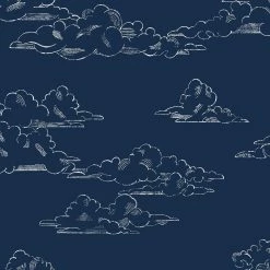 Flash Sale 🔥 Australia Sale - Superfresco Easy 52cm X 10m Vintage Cloud Navy Wallpaper ⌛