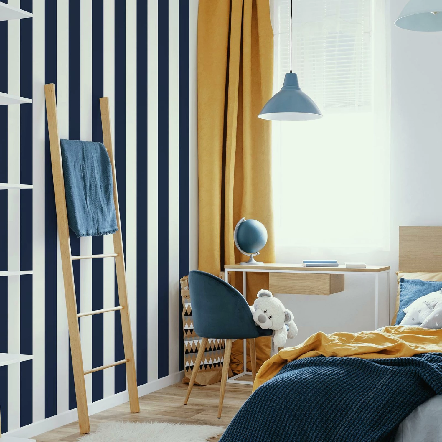 Promo ๐งจ Superfresco Easy 52cm X 10m Navy Stripe Wallpaper - To Australia โ 4 Promo ๐งจ Superfresco Easy 52cm X 10m Navy Stripe Wallpaper - To Australia โ - Image 2